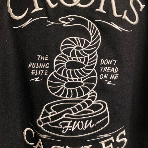 **RARE**Crooks & Castles Black Embroidered Stadium Jacket NWT Mens Large - Picture 2 of 7